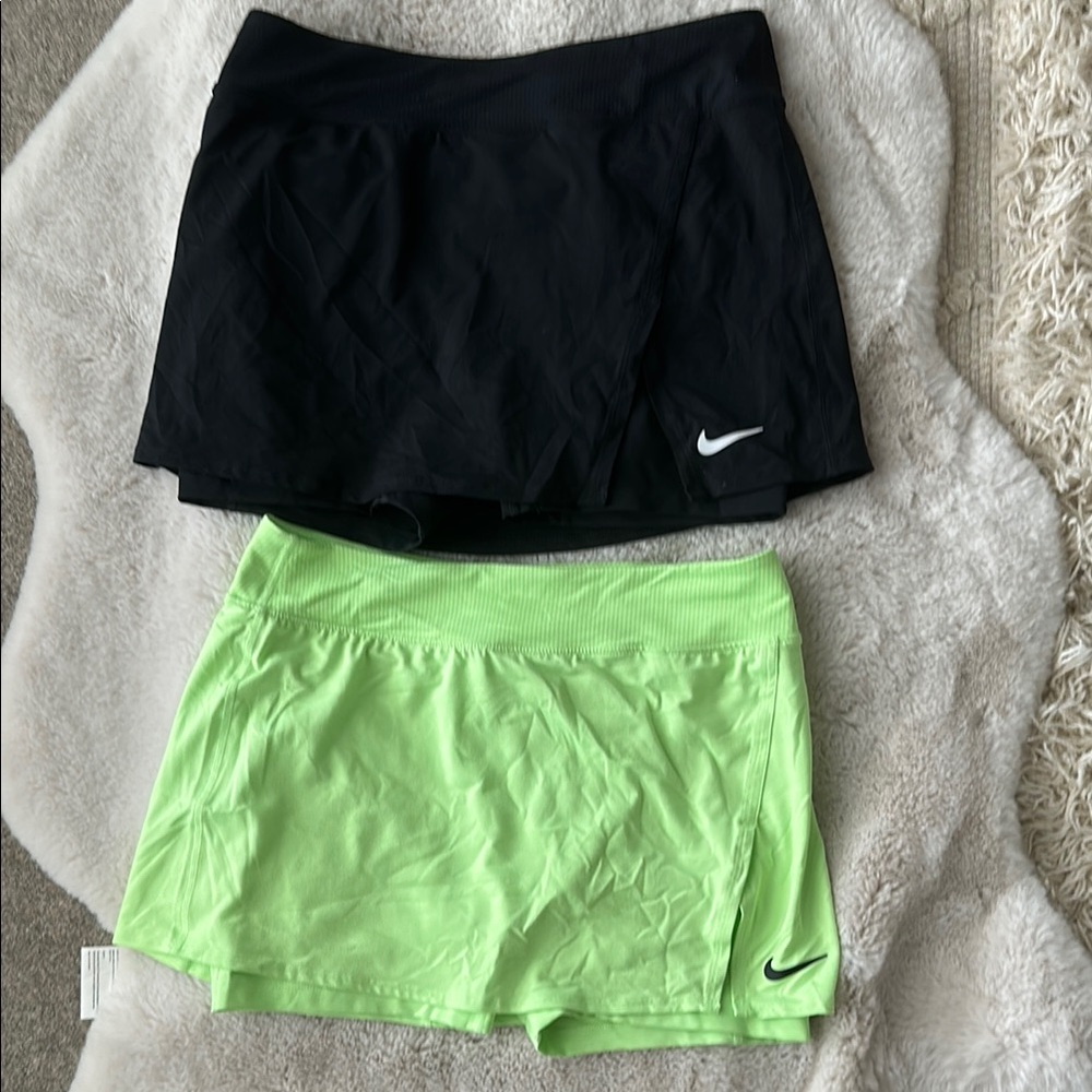 Nike Black and Bright Green Skorts Set